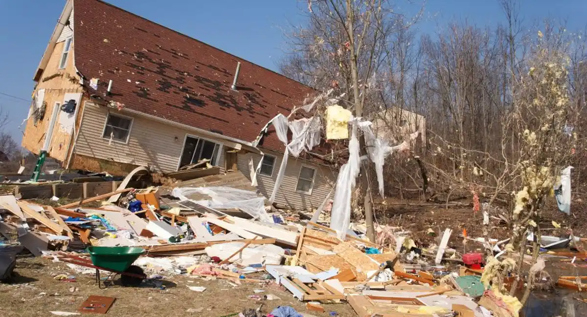 House damage by hurricane