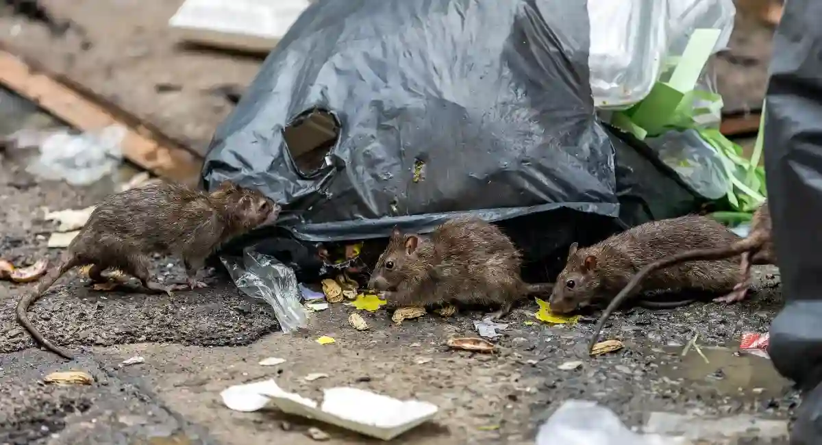 Ratten aan afval
