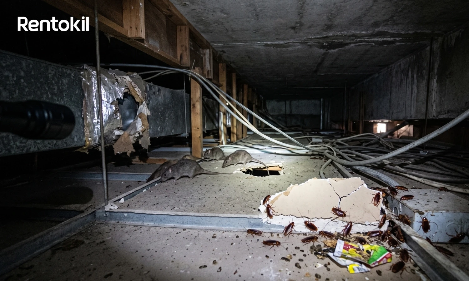 Rats and Cockroaches in Ceiling Void