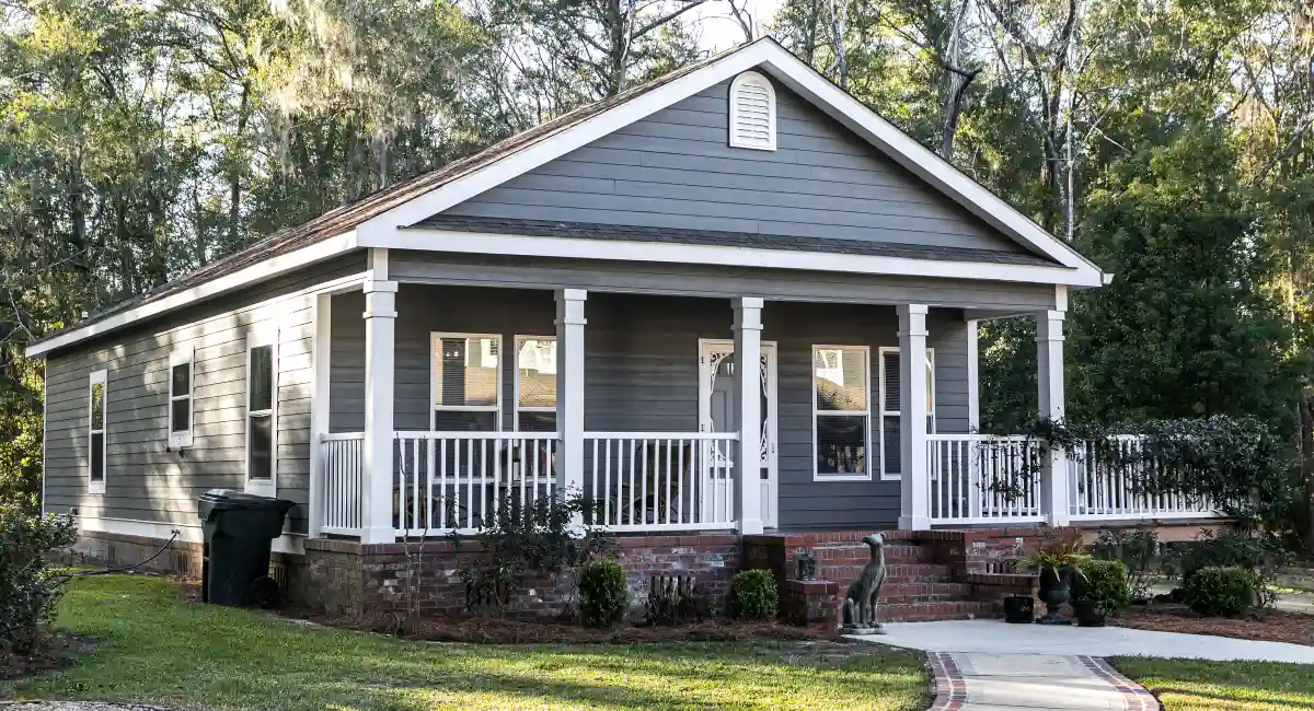 blue gray mobile home