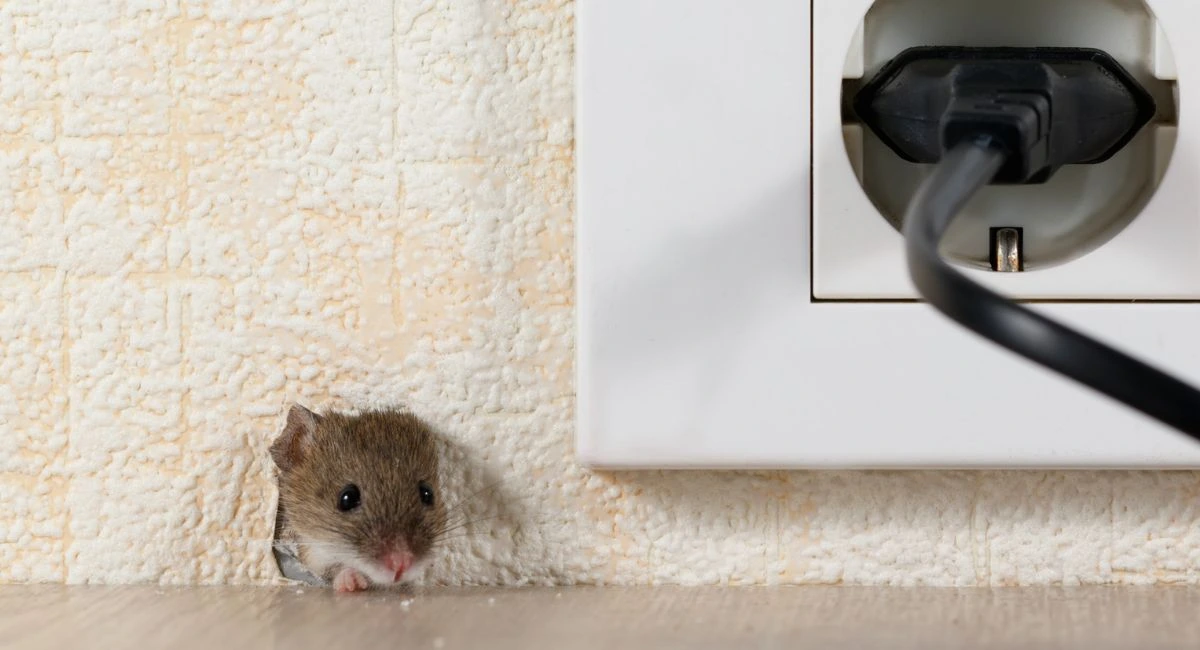 Mouse peeking out of wall