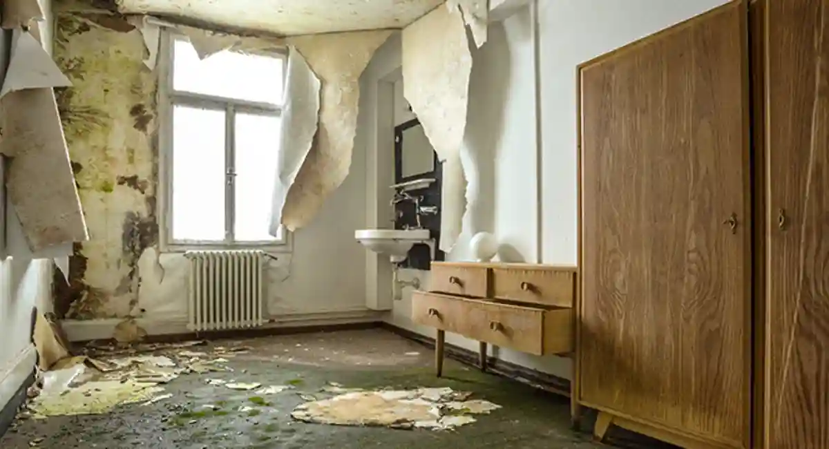 damaged hotel room after hurricane