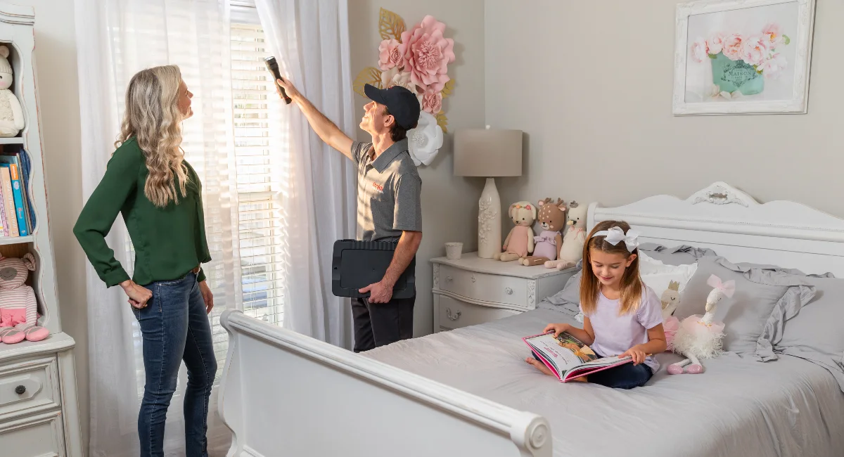 Les techniciens vérifient les housses de lit pour les punaises de lit