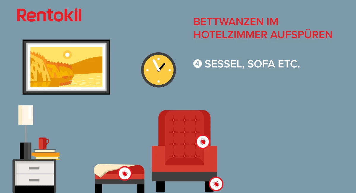 Bettwanzen im Hotel können sich in Sofas verstecken