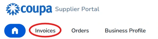 Coupa supplier portal: Invoices tab